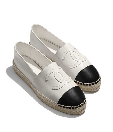 chanel espadrilles black and white leather|chanel espadrilles price euro.